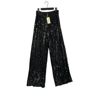 Ramy Brook Sequin Wide Leg Christine Pant NWT Women's Sz 2 Black Glam Baggy
